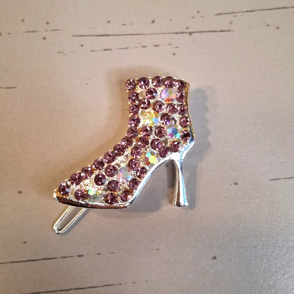 Purple Rhinestone High Heel Barette